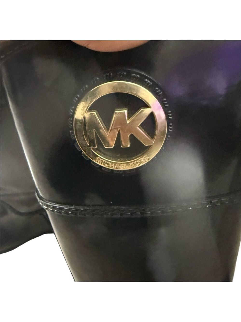 Michael Kors Waterproof Rubber Rain Boots Glossy Black Size 7 $150 - Picture 5 of 10